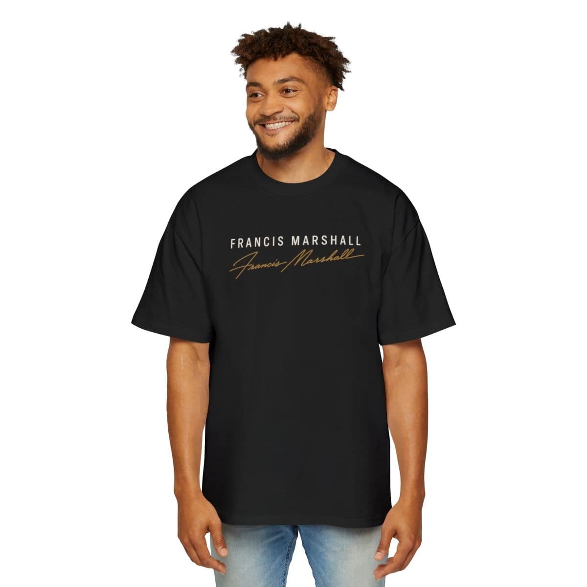 Francis Marshall Signature Tee in black, front view