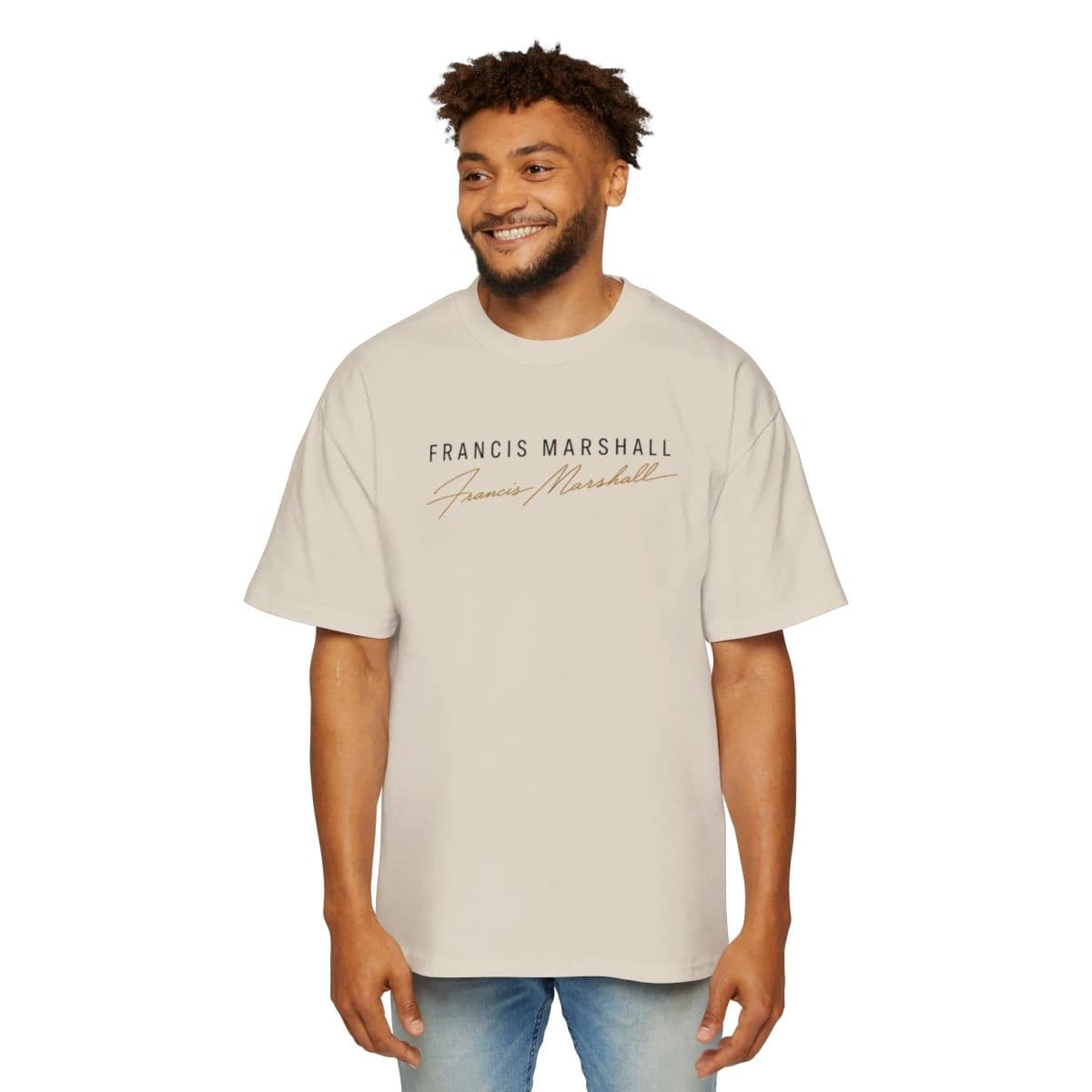 Francis Marshall Signature Tee in ecru, front view