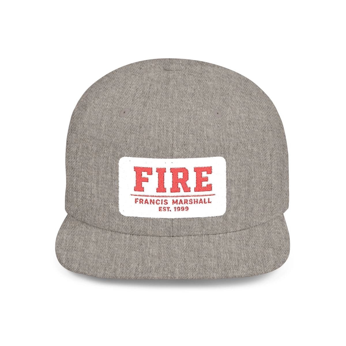 Francis Marshall Heritage Patch Hat in heather grey, front view