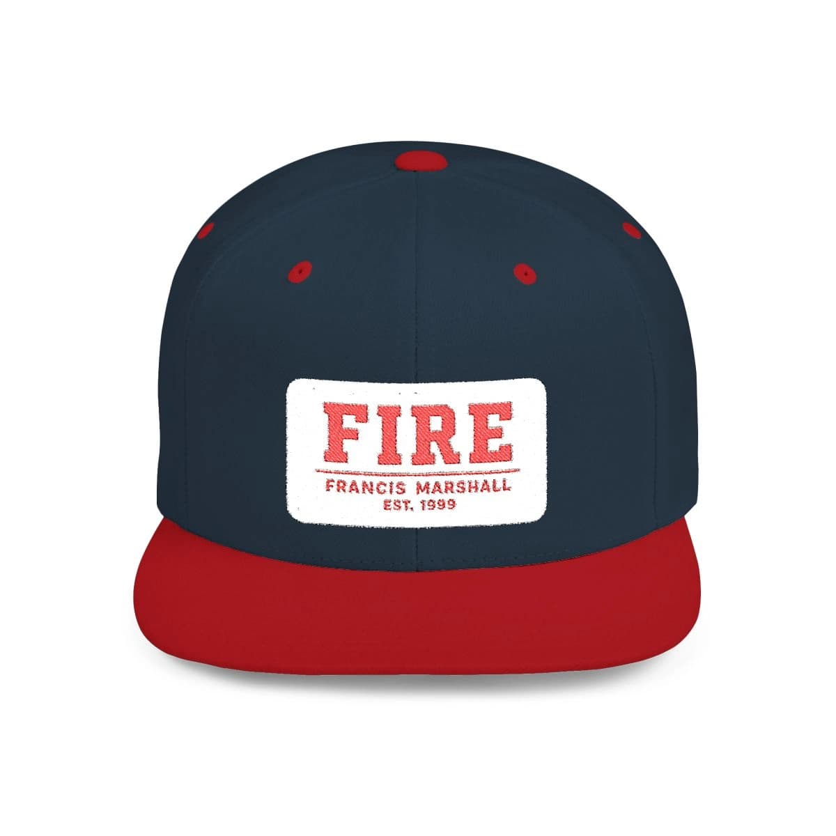 Francis Marshall Heritage Patch Hat in navy and red, front view