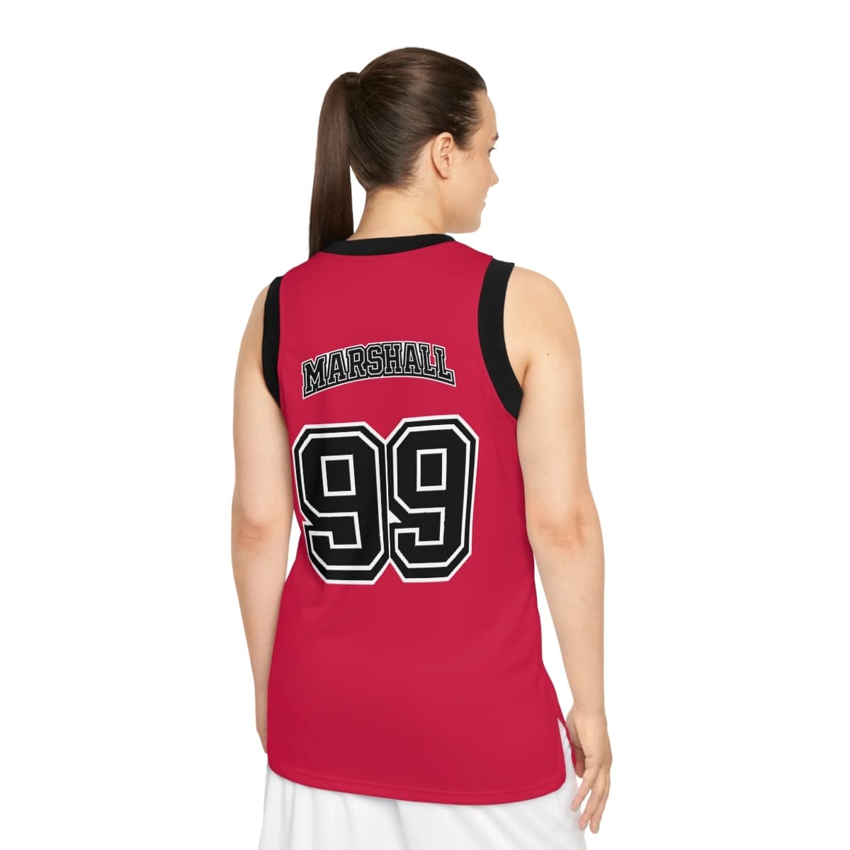 Francis Marshall Heritage Jersey in red, worn back view